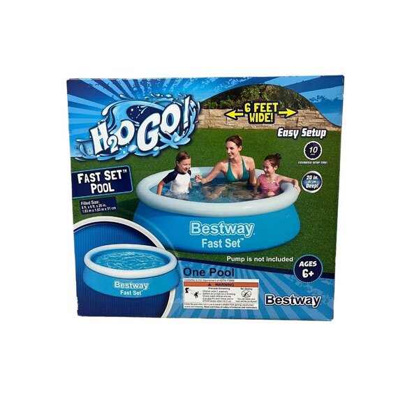 Bestway H2O Go! Fast Set‎ 6’ Inflatable Pool Easy Setup 20” 6 Foot - Picture 1 of 3